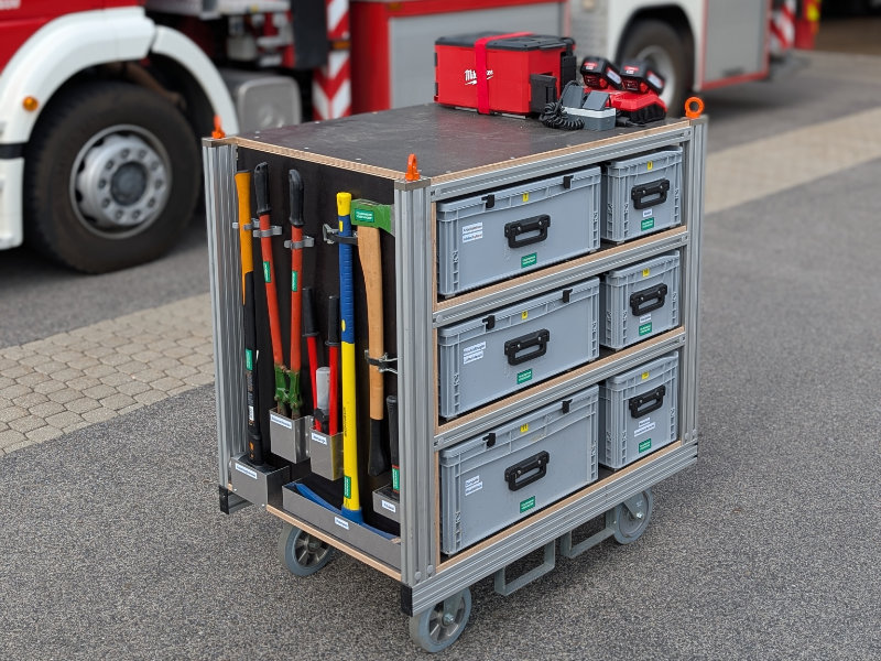 Reiter Feuerwehr-Rollcontainer für Sturm- und Unwettereinsätze – mobiles Notfallgerät für schnelle Hilfe